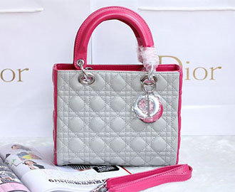 lady dior lambskin leather bag 6322 grey&rosered